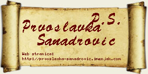 Prvoslavka Sanadrović vizit kartica